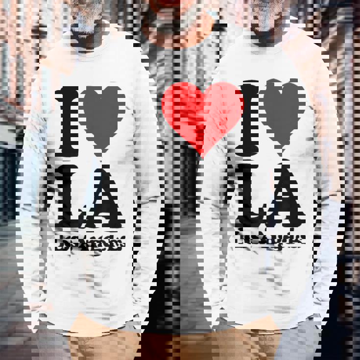 アイラブハートラロサンゼルスカリフォルニア 長袖Tシャツ 高齢者への贈り物