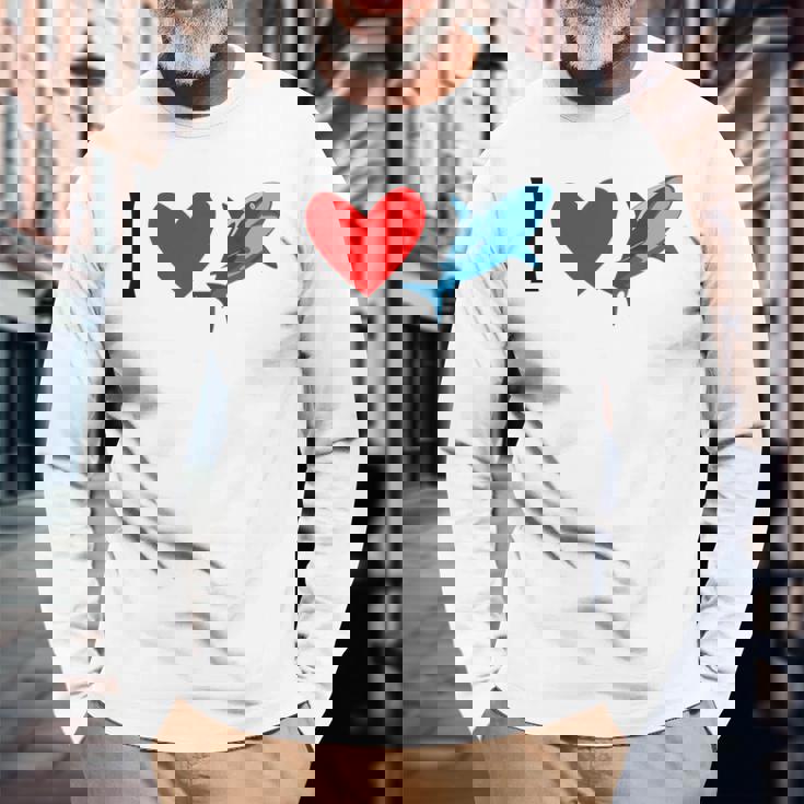 アイ・ラブ・シャークス 長袖Tシャツ 高齢者への贈り物