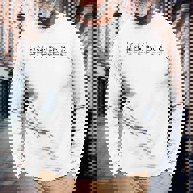 アコーディオン楽器 元素周期表 アコーディオン奏者 長袖Tシャツ 高齢者への贈り物