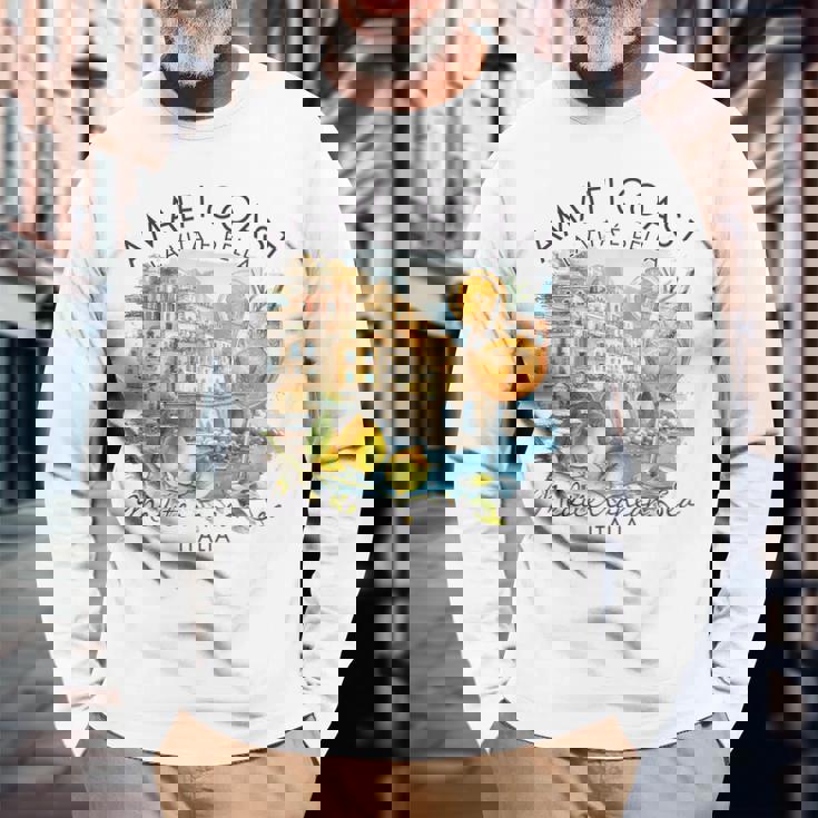 アマルフィ 海岸 イタリア 旅行 旅行 バケーション 地中海 長袖Tシャツ 高齢者への贈り物