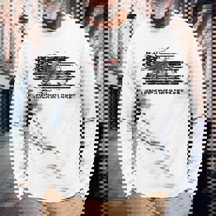 アメリカンダートトラッカー フラットトラックレーサー ダートトラック メンズ ボーイズ 長袖Tシャツ 高齢者への贈り物