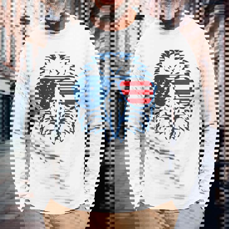 アメリカン・イーグル アメリカ国旗 7月4日 愛国 長袖Tシャツ 高齢者への贈り物