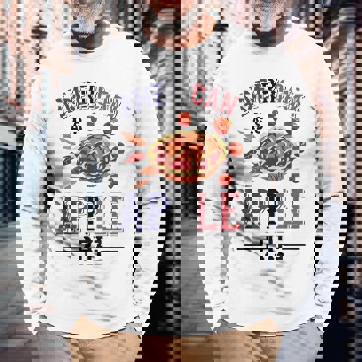 アメリカ国旗-アメリカン・アズ・アップルパイ 長袖Tシャツ 高齢者への贈り物