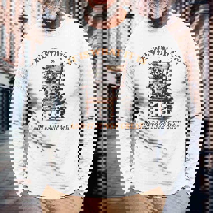 アライグマのミーム It's What It's And It Is Not Greatarcastic 長袖Tシャツ 高齢者への贈り物