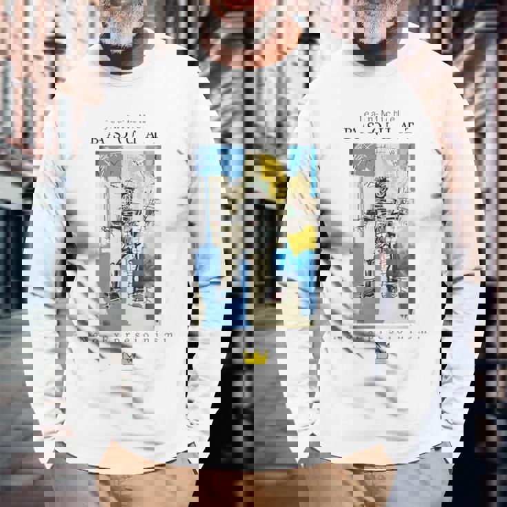 アーバン ストリートウェア グラフィック バスキア アート 抽象 長袖Tシャツ 高齢者への贈り物