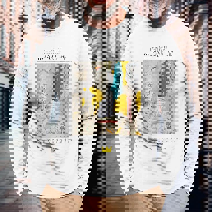 アーバン、ストリートウェア、グラフィック、バスキア、アート、抽象 長袖Tシャツ 高齢者への贈り物