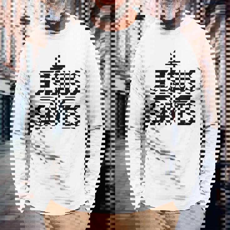 イエス・キリスト教徒を救う 長袖Tシャツ 高齢者への贈り物