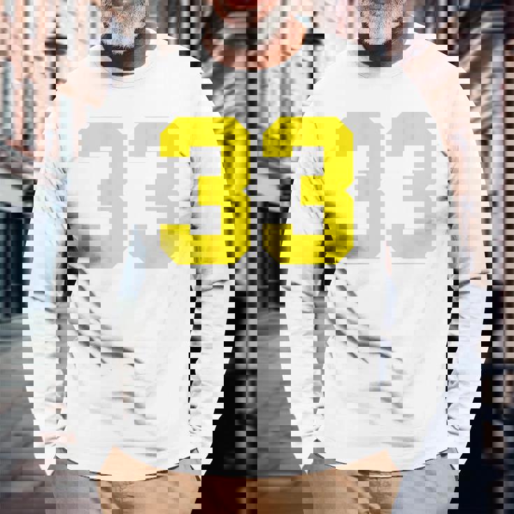 イエローナンバー33 背面 スポーツチーム ジャージ番号 長袖Tシャツ 高齢者への贈り物