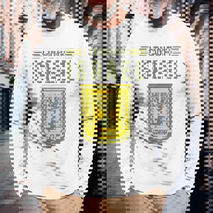 イスラエルシャツ サポート イスラエルスタンド イスラエル国旗付き 長袖Tシャツ 高齢者への贈り物