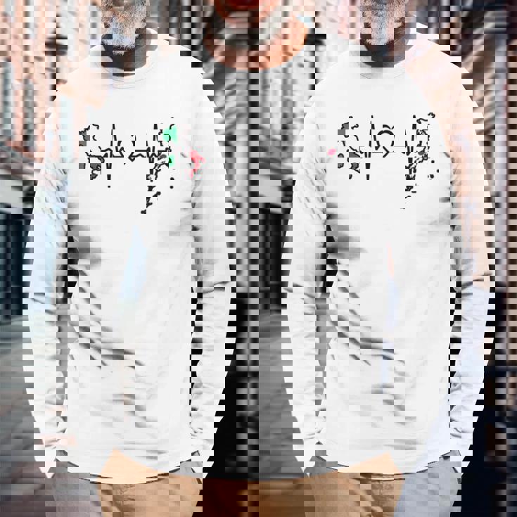 イタリアの日本の国旗 日本 イタリア ハートビート 長袖Tシャツ 高齢者への贈り物