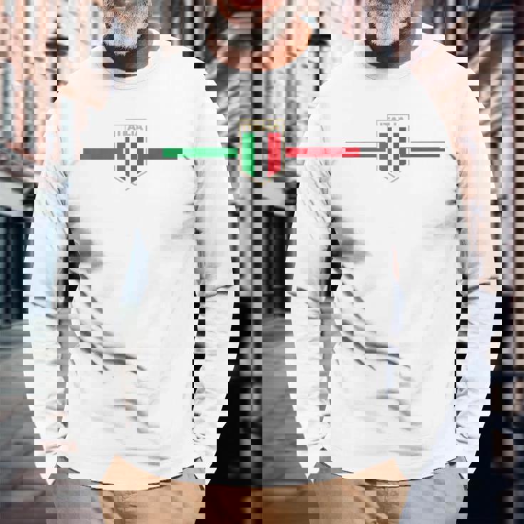 イタリアサッカー、イタリアサッカーファン 長袖Tシャツ 高齢者への贈り物