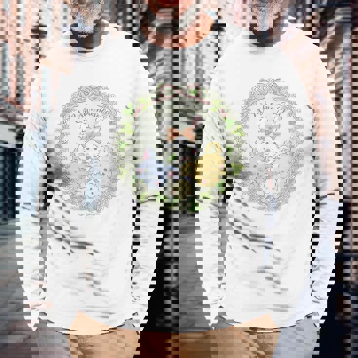 ウィッシュミーメル フラワーリース 長袖Tシャツ 高齢者への贈り物