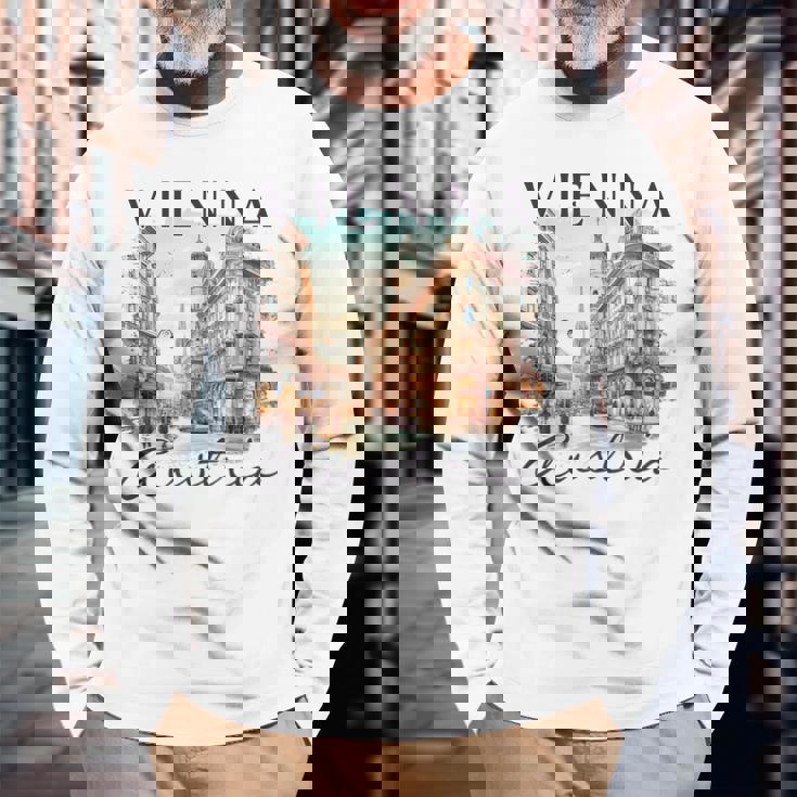 ウィーン オーストリア 旅行 お土産 Meet Me Inienna 長袖Tシャツ 高齢者への贈り物