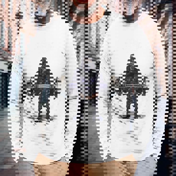 ウェイトリフティング 筋トレ バーベル やる気がないなら家に帰れ ゴリラ 長袖Tシャツ 高齢者への贈り物