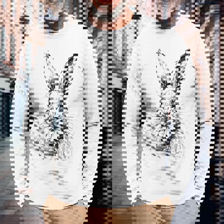 ウッドランド バニー コテージコア 花 春 素朴なイースター 長袖Tシャツ 高齢者への贈り物