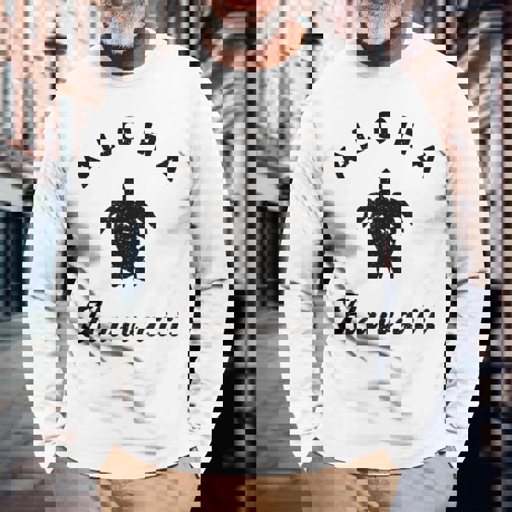 ウミガメ アロハ ハワイ Hi ハワイアンアイランド ホヌ ビンテージ クール 長袖Tシャツ 高齢者への贈り物