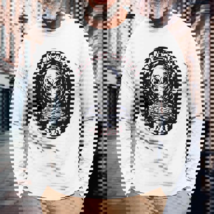 エイリアンピザオファー 宇宙の地殻が待っている 長袖tシャツ 長袖Tシャツ 高齢者への贈り物