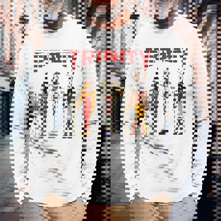 エジプト 神 エジプト トリニティ オシリス ホルス ケメティック 長袖Tシャツ 高齢者への贈り物