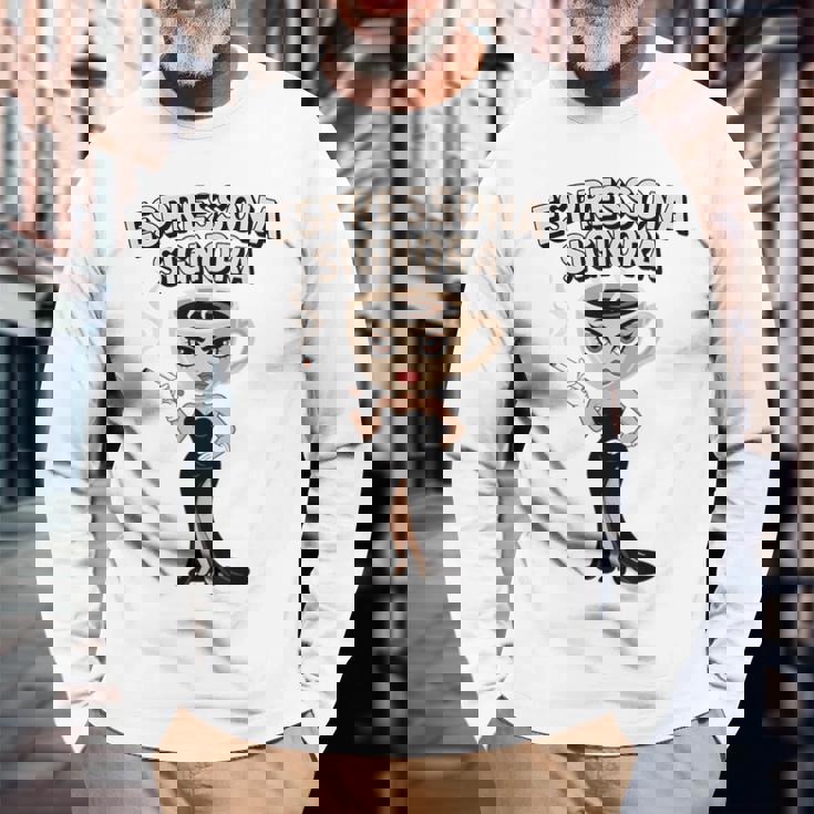 エスプレッソナ シニョーラ イタリアン Brainrot コーヒーミーム 長袖Tシャツ 高齢者への贈り物