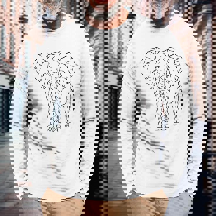 エレファントtシャツ、幾何学象クッション象 長袖Tシャツ 高齢者への贈り物