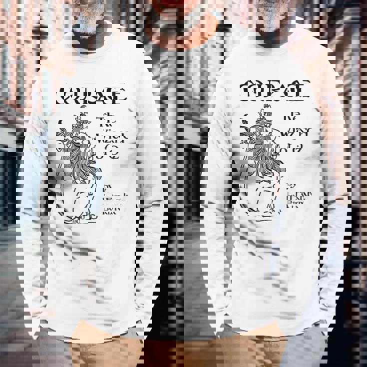 オズの魔法使い カウボーイライオン 勇気 長袖Tシャツ 高齢者への贈り物