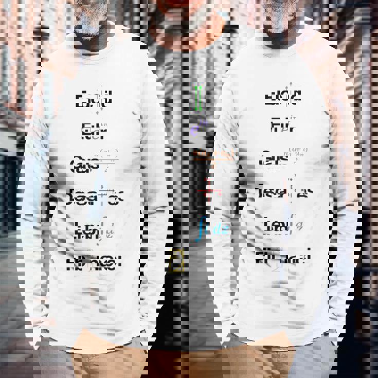 オタク数学ユークリッドオイラーガウスデカルトライプニッツフィボナッチ 長袖Tシャツ 高齢者への贈り物