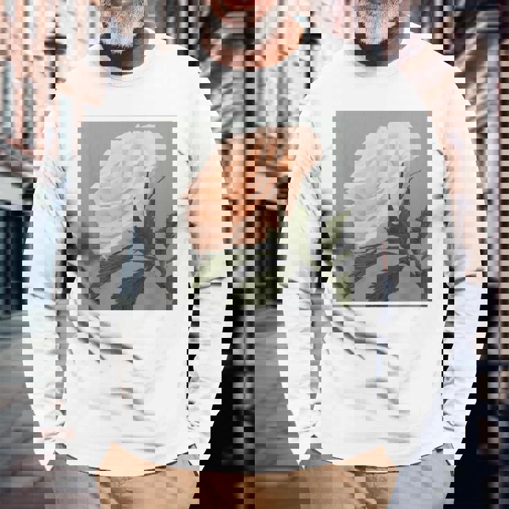 オリジナル現代アート「ピーチローズ」 長袖Tシャツ 高齢者への贈り物