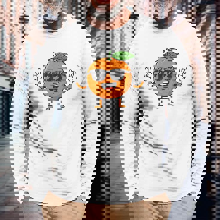 オレンジ 面白い 人間 クール シェード 腕 脚 夏 太陽 長袖Tシャツ 高齢者への贈り物