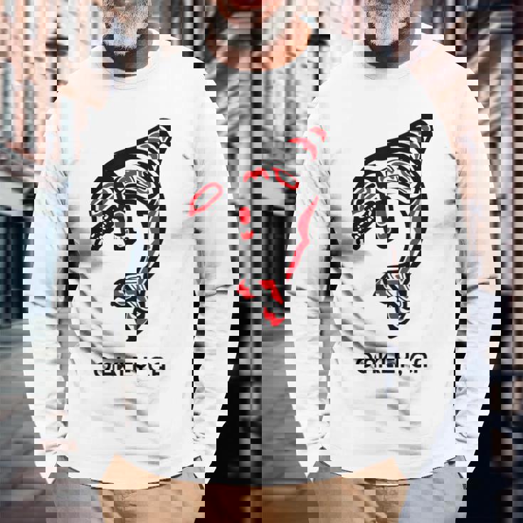 オークリー、カリフォルニア オルカキラー クジラ ネイティブアメリカン ギフト 長袖Tシャツ 高齢者への贈り物