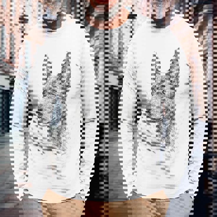 オーストラリアンケルピー 犬 モチーフ ペット アートワーク オーストラリアンケルピー 長袖Tシャツ 高齢者への贈り物