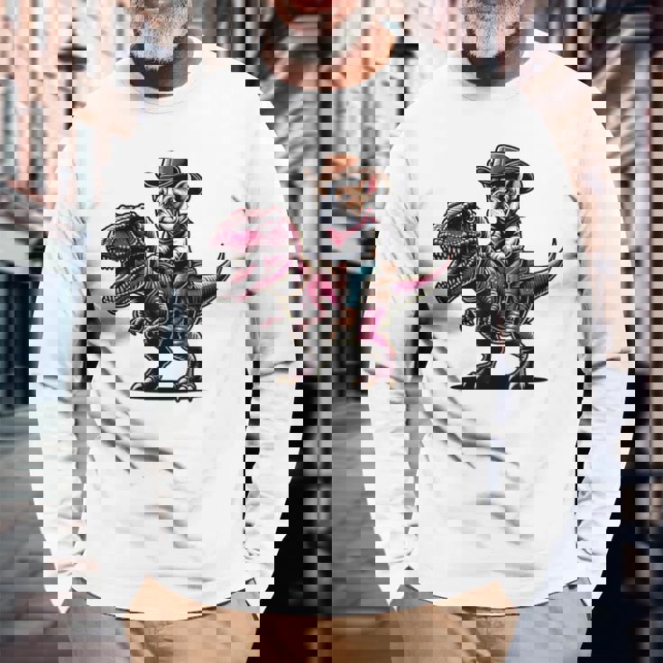 カウボーイ フレンチブルドッグ ライディング A ティラックス かわいいフレンチー 長袖Tシャツ 高齢者への贈り物