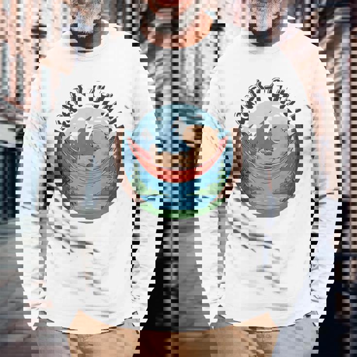 カピバラ 寝るデザイン カピバラ 飼い主 動物好き 長袖Tシャツ 高齢者への贈り物