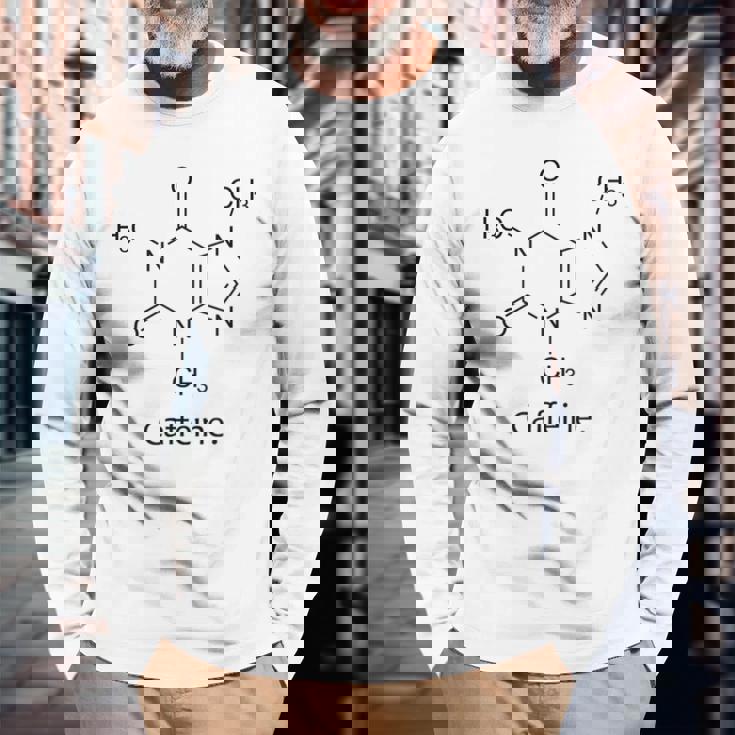 カフェインシャツ 化学構造 分子化学 コーヒー 長袖Tシャツ 高齢者への贈り物