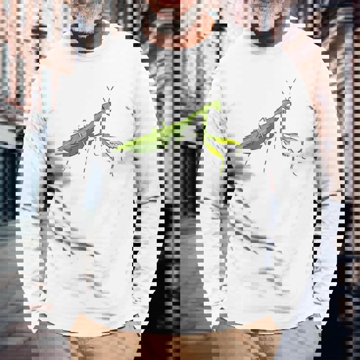 カマキリの虫バッタ カマキリの虫バッタ カマキリの虫バッタ 長袖Tシャツ 高齢者への贈り物