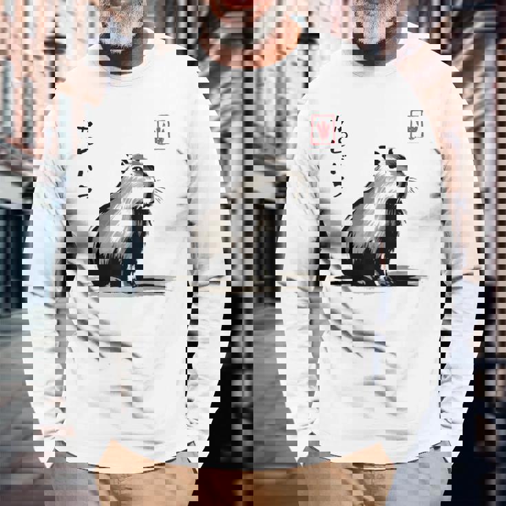 カワイイカピバラ アニメ 日本のストリートウェア おもしろカピバラ 長袖Tシャツ 高齢者への贈り物