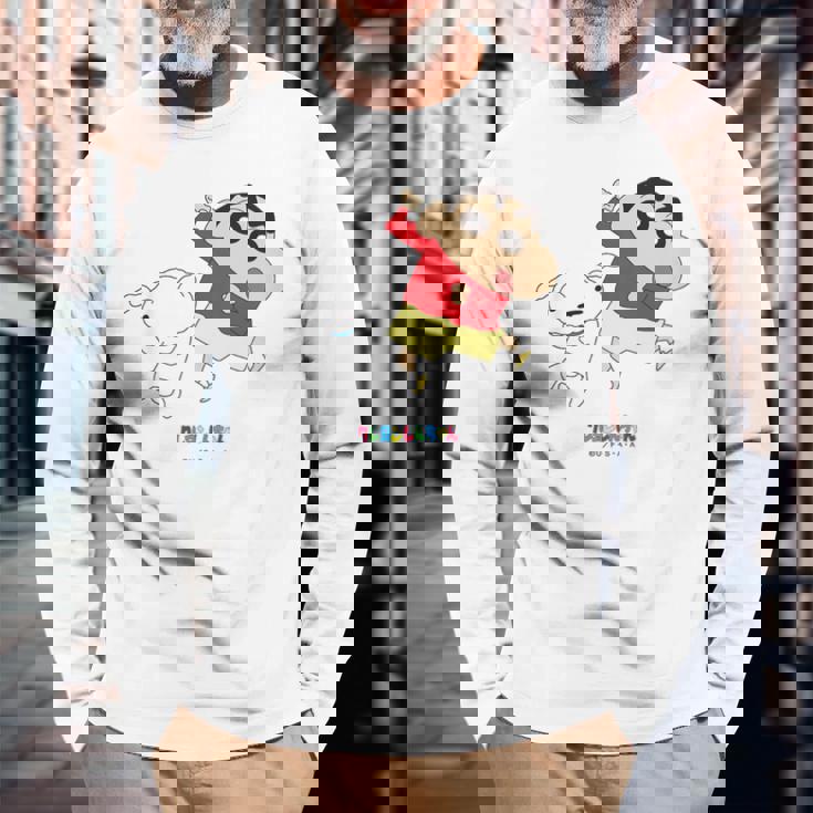 キッズ クレヨンしんちゃん 踊る！しんちゃんとシロ 長袖Tシャツ 高齢者への贈り物