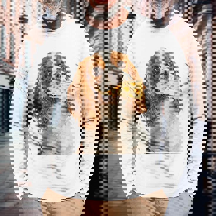 キャバリア・キング・チャールズ・スパニエル・チーズ・ドッグキャバリアー 長袖tシャツ 長袖Tシャツ 高齢者への贈り物