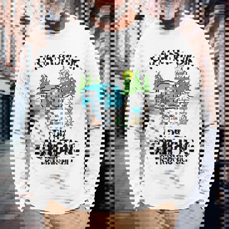 キャンプ 楽しい キャンピング 面白い キャンプファイヤー キャンピングカー 旅 長袖Tシャツ 高齢者への贈り物