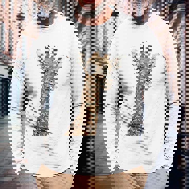 キリンtシャツ、キリンキッズ、キリンガール、キリン愛好家 長袖Tシャツ 高齢者への贈り物