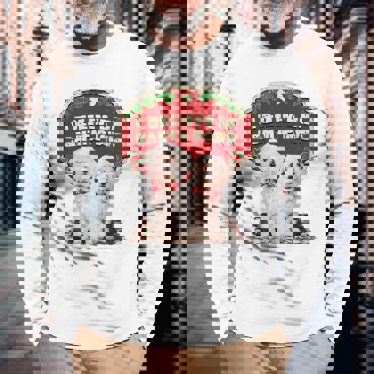 クリスマス デコレーション 犬 マルチーズ 長袖Tシャツ 高齢者への贈り物