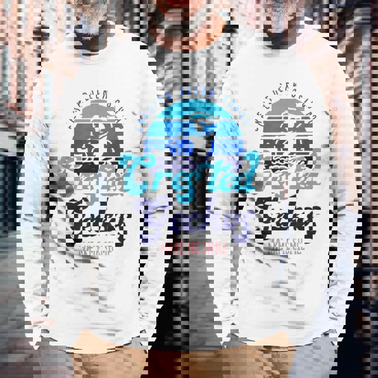 クレステッドゲッコーは私を笑顔にする エキゾチックなトカゲ 長袖Tシャツ 高齢者への贈り物