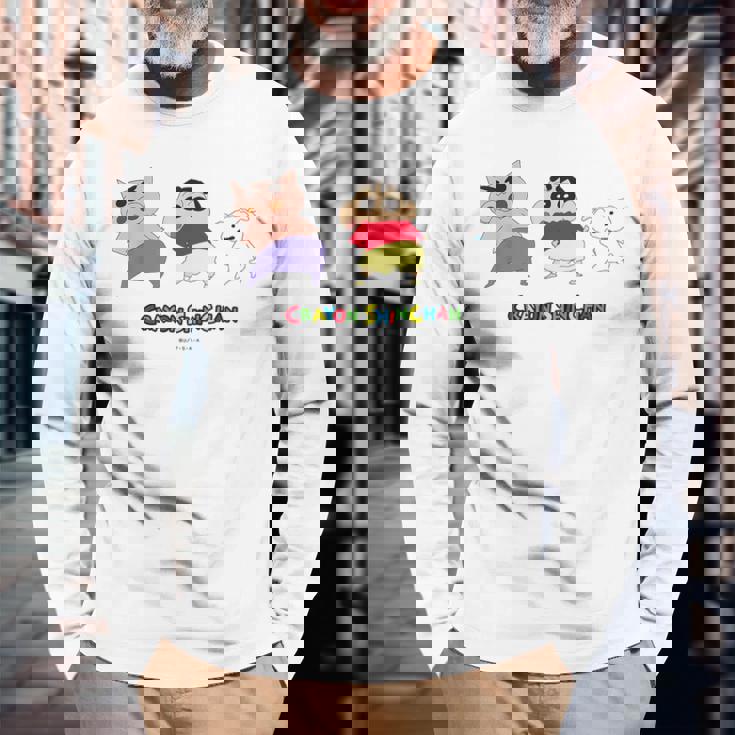 クレヨンしんちゃん 振り向き「ぶりぶり＆しんちゃん＆シロ」 長袖Tシャツ 高齢者への贈り物