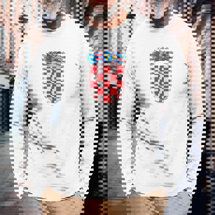 クロアチア ヴィンテージ クロアチア国旗tシャツ 長袖Tシャツ 高齢者への贈り物