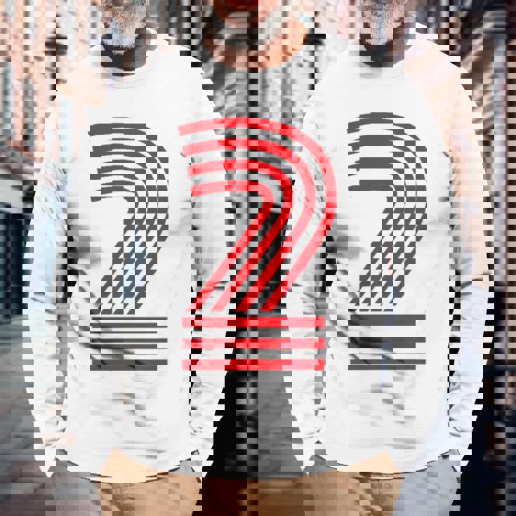 クールなレトロなレタリングジャージ、背番号2 Two Dos 長袖Tシャツ 高齢者への贈り物