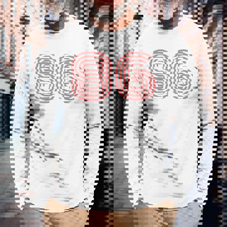 クールなレトロなレタリングジャージ、背番号86 1986 長袖Tシャツ 高齢者への贈り物