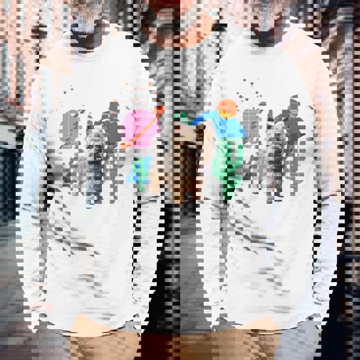 ケアンテリア デザートデザイン犬 長袖tシャツ 長袖Tシャツ 高齢者への贈り物