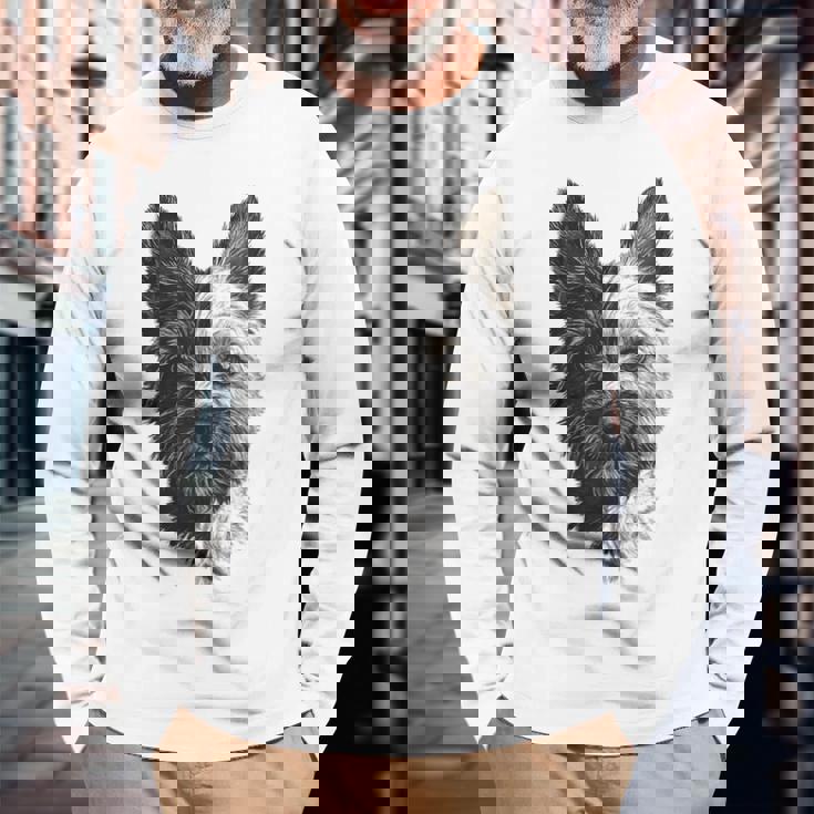 ケアンテリア 犬 モチーフ ペット 作品 ケアンテリア 長袖Tシャツ 高齢者への贈り物