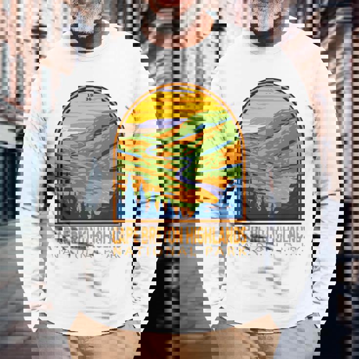 ケープブレトンハイランズ国立公園 カナダヴィンテージエンブレム 長袖tシャツ 長袖Tシャツ 高齢者への贈り物