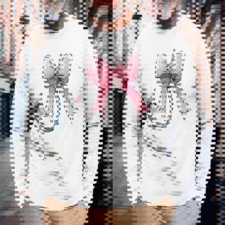 コケット ボウ 釣り フィッシャーフック ピンクリボン ママ 母の日 長袖Tシャツ 高齢者への贈り物