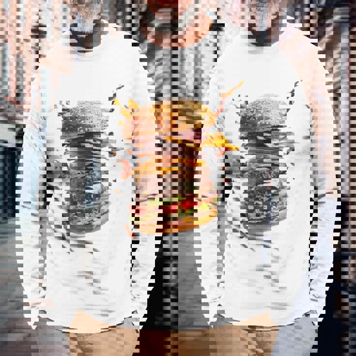 コスチュームバーガー 長袖Tシャツ 高齢者への贈り物